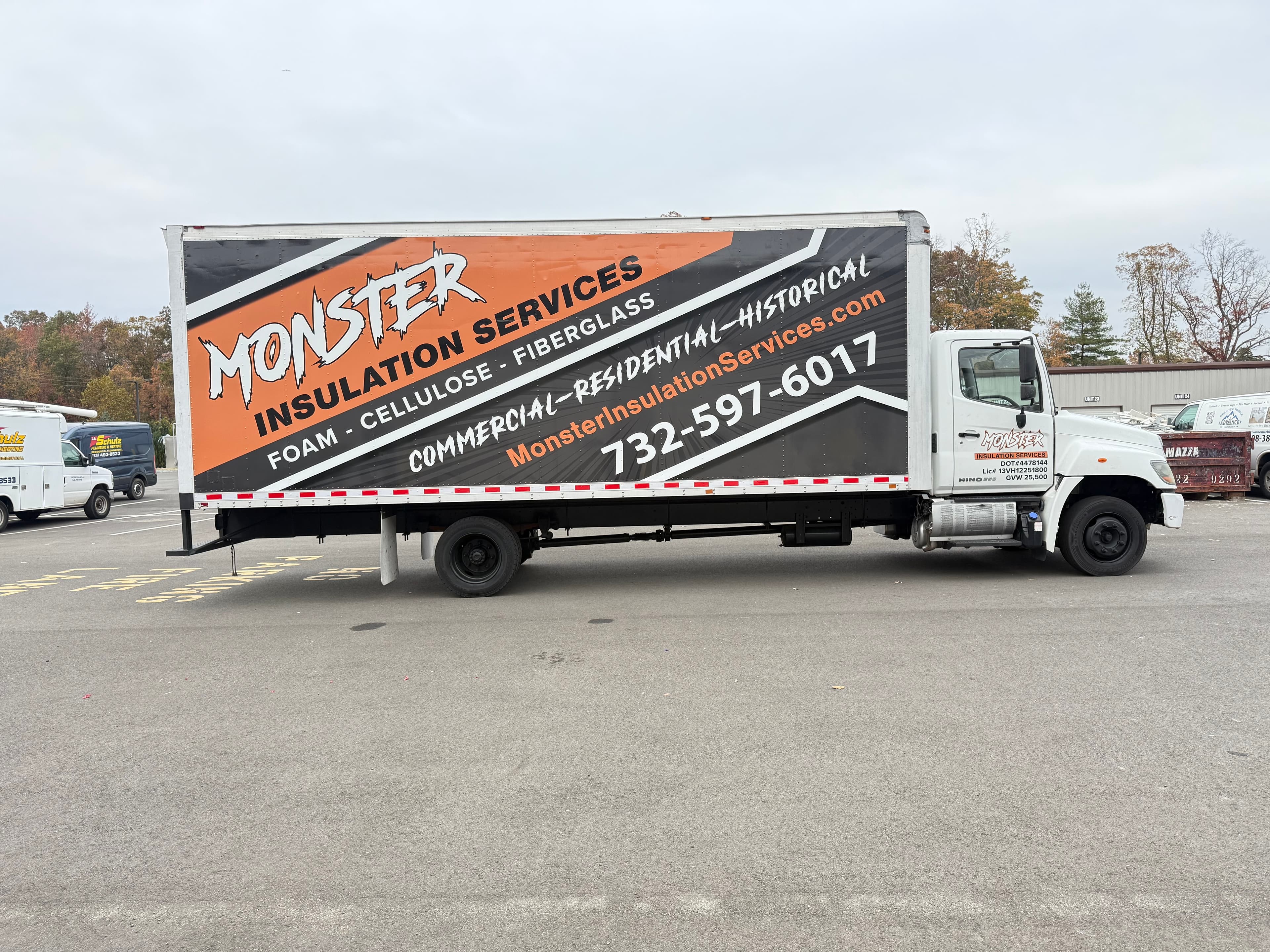 Monster Insulation Services box truck - professional fleet wrap